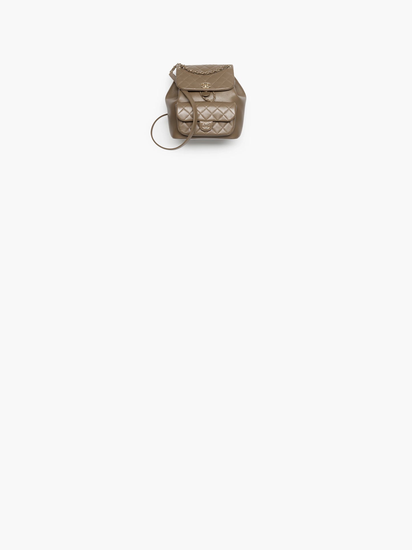 Calfskin & Gold-Tone Metal Dark Khaki