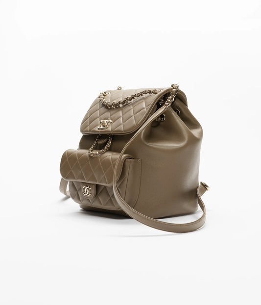 Calfskin & Gold-Tone Metal  Dark Khaki