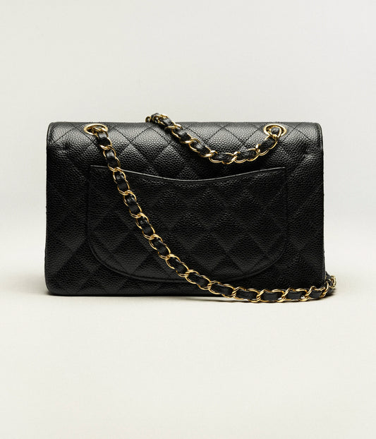 Grained Calfskin & Gold-Tone Metal  Black & Burgundy