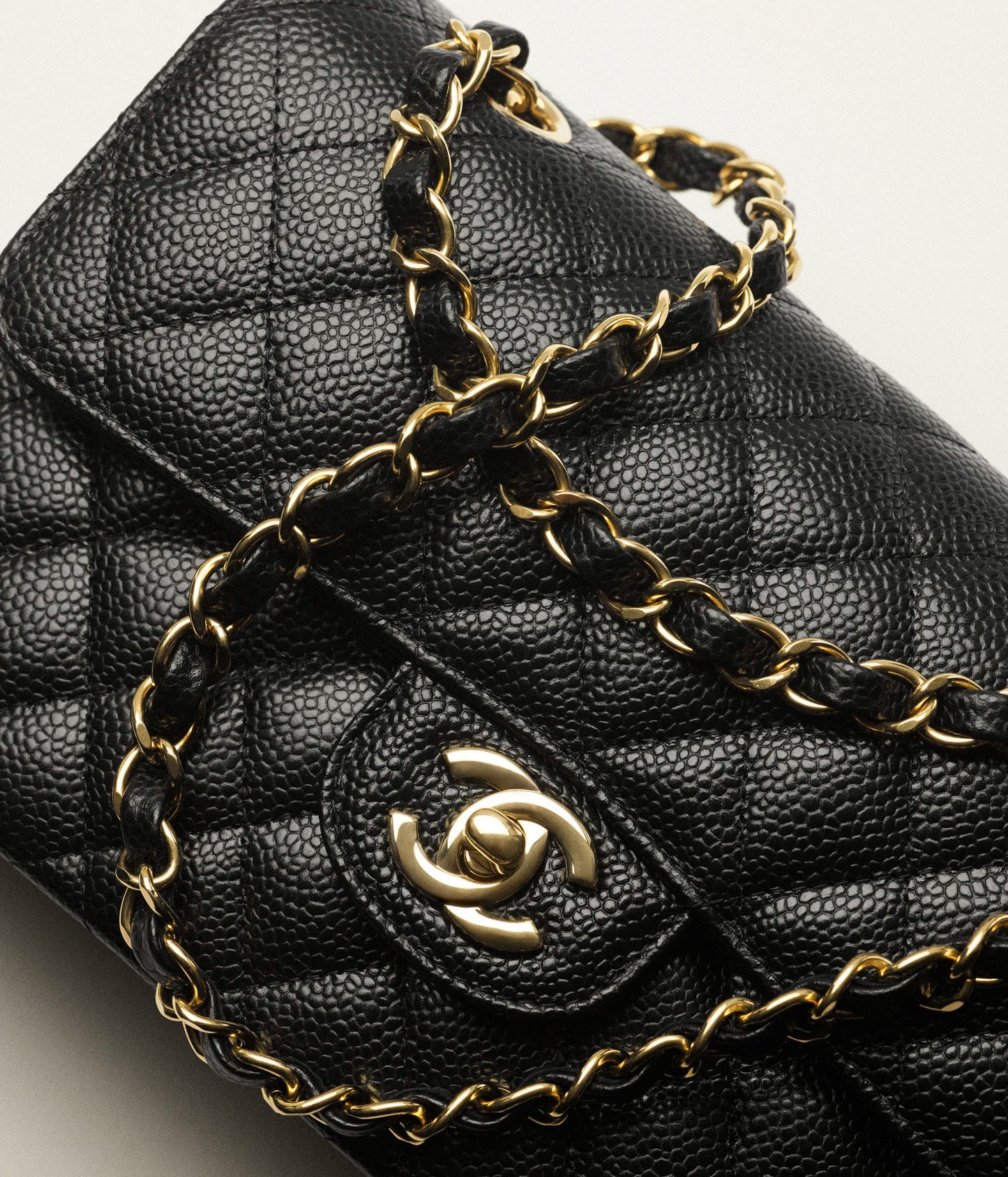 Grained Calfskin & Gold-Tone Metal  Black & Burgundy
