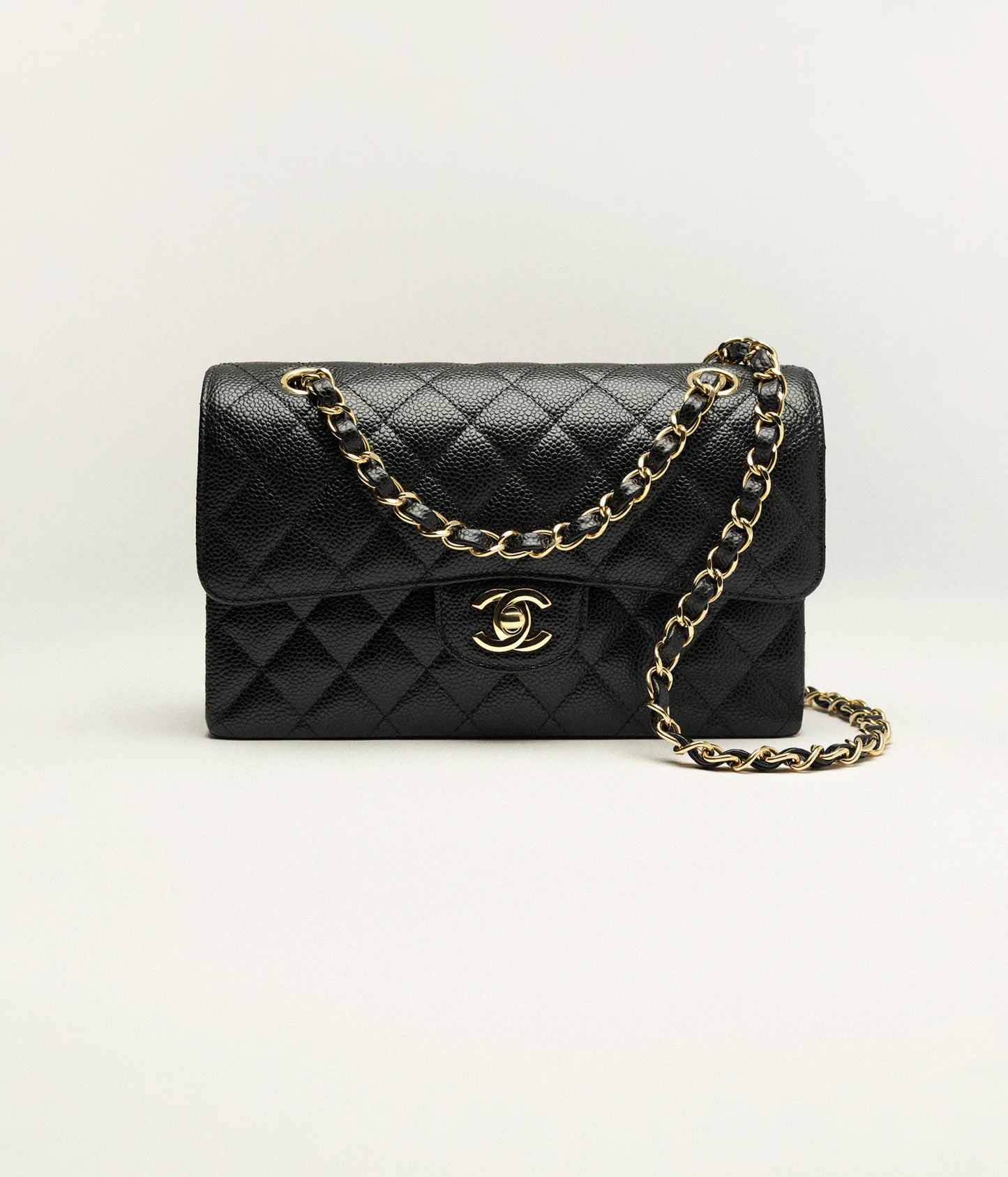Grained Calfskin & Gold-Tone Metal  Black & Burgundy