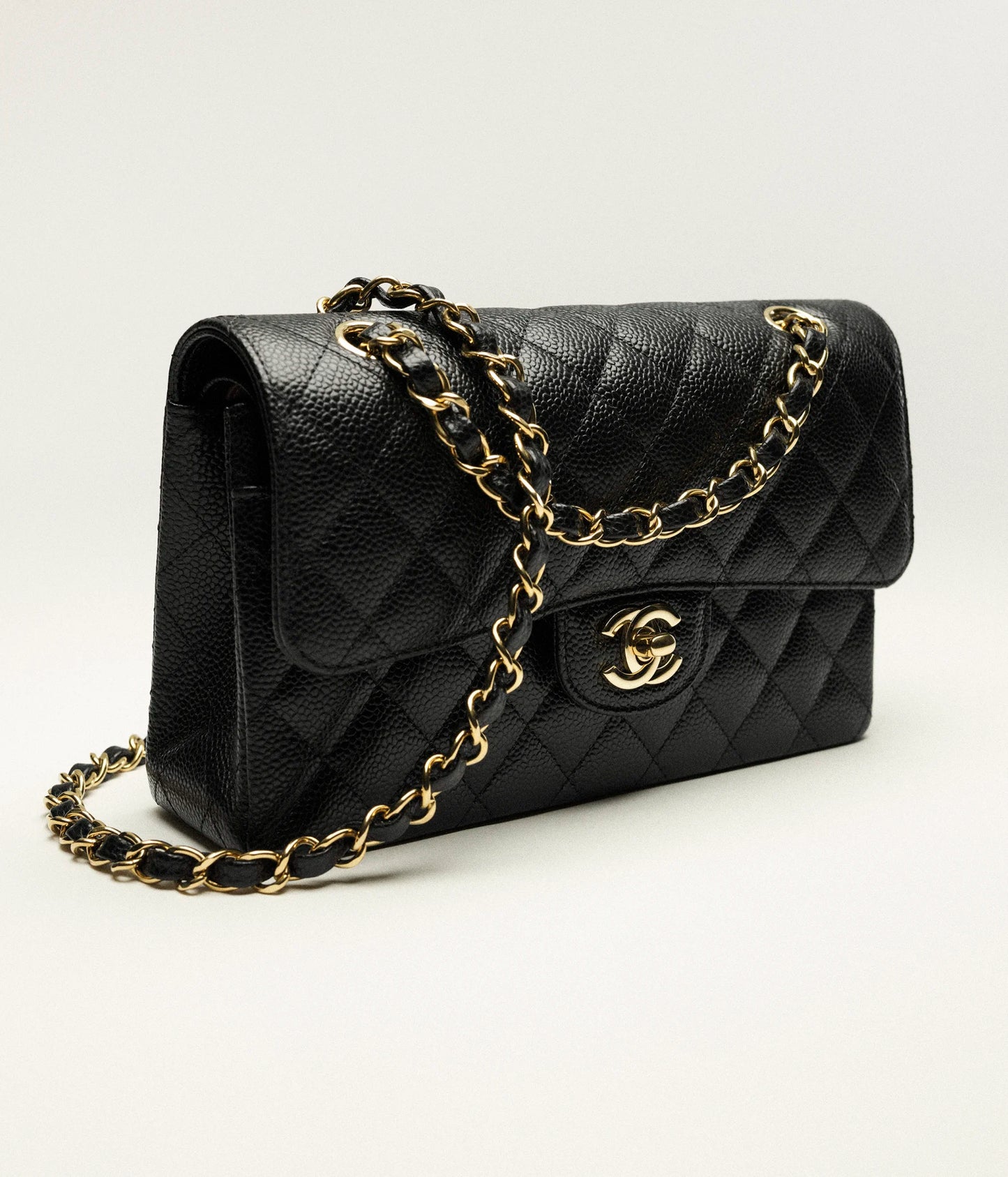 Grained Calfskin & Gold-Tone Metal  Black & Burgundy