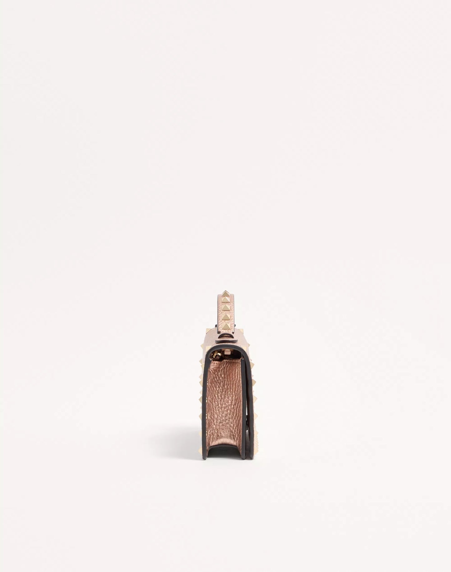 Rockstud Laminated Grainy Calfskin Wallet With Chain