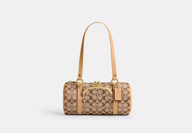 Kisslock Barrel Bag 28 In Signature Jacquard