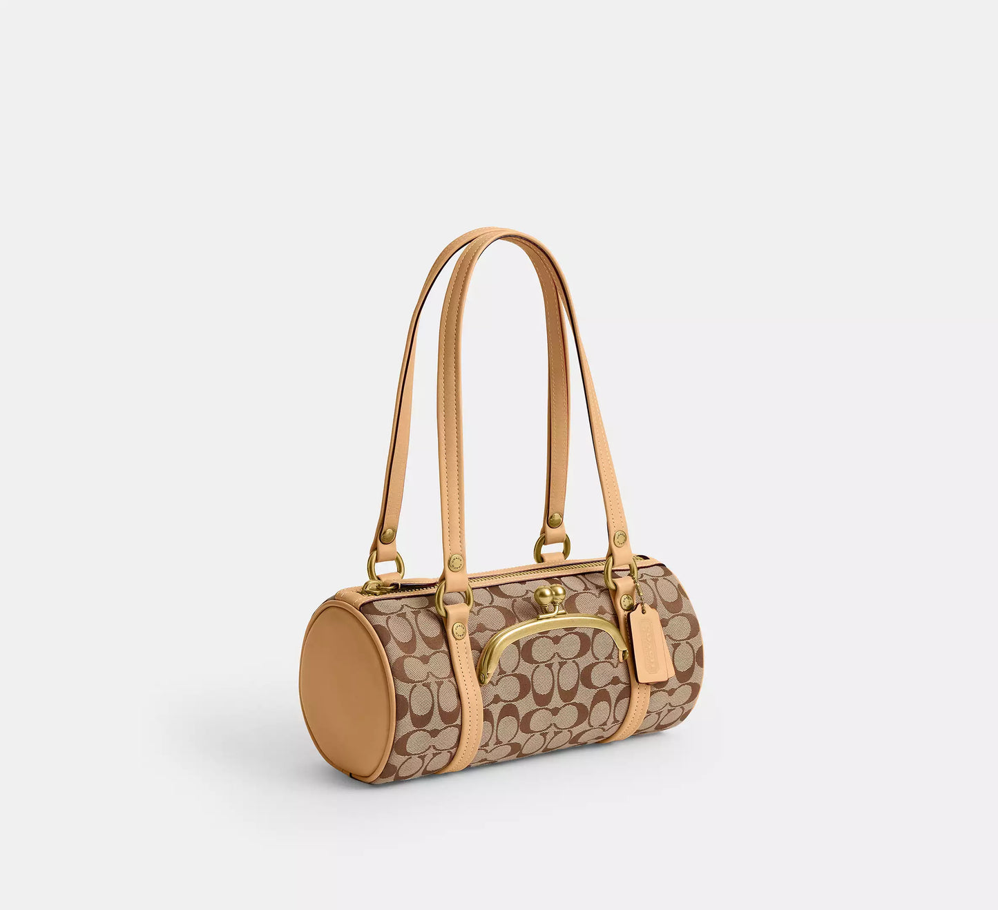 Kisslock Barrel Bag 28 In Signature Jacquard
