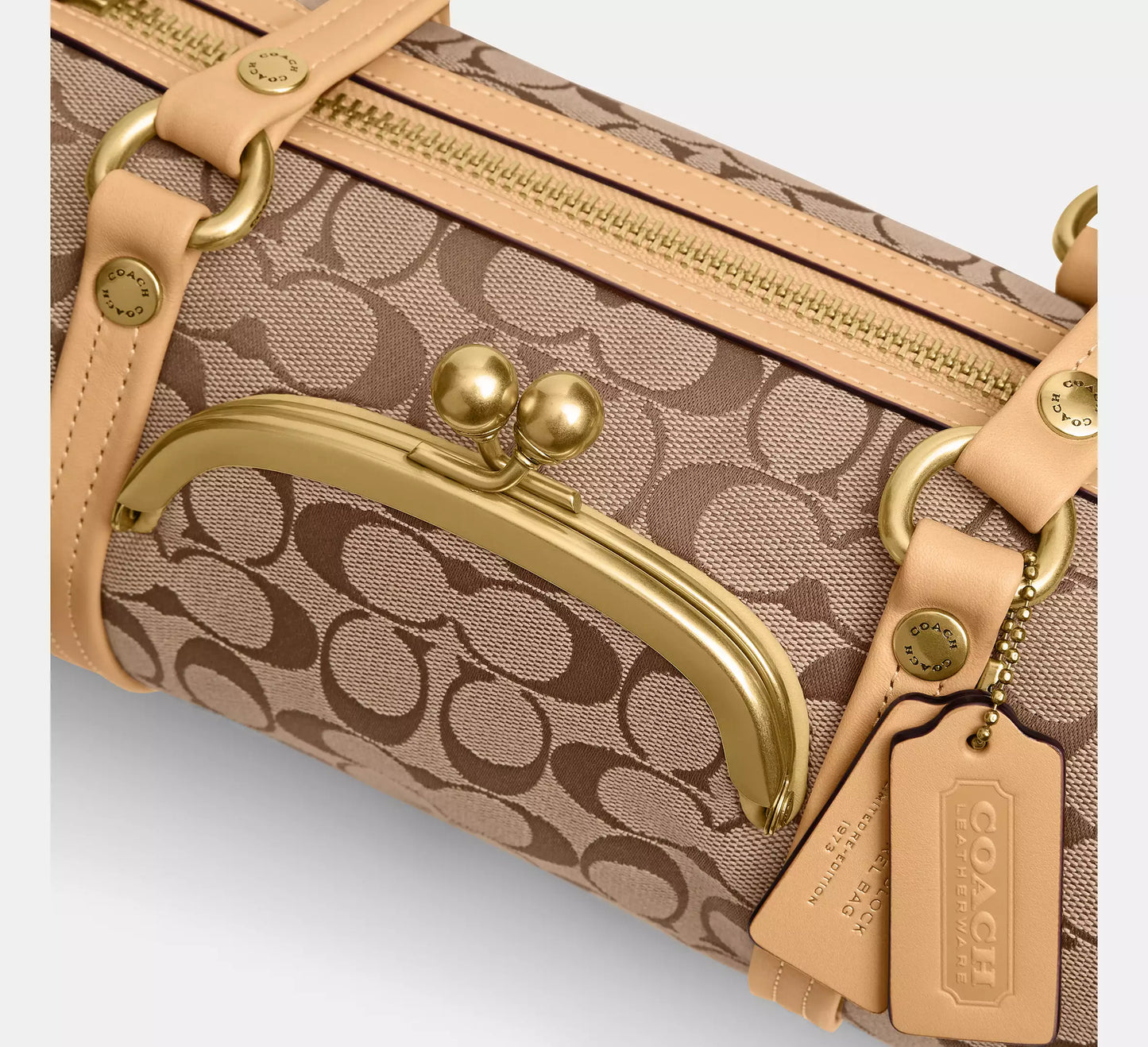 Kisslock Barrel Bag 28 In Signature Jacquard